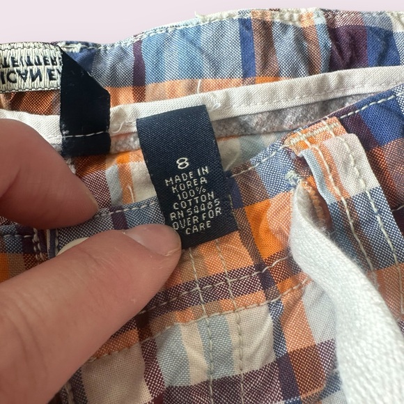Women’s American Eagle Outfitters Orange Blue White Plaid Capri Pants Size 8 - Picture 7 of 10